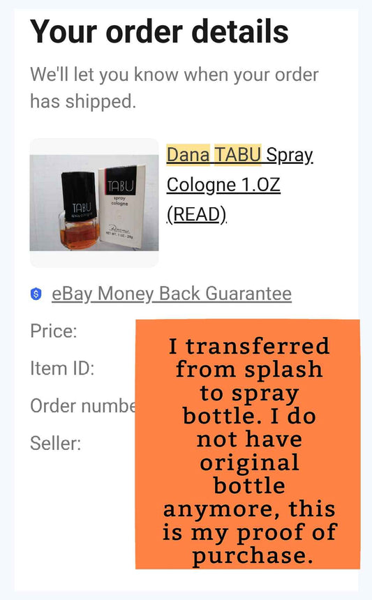 DANA Tabu EDC, 1980's Batch, Women, Unisex | Vintage Decant Cologne Perfume Fragrance Samples