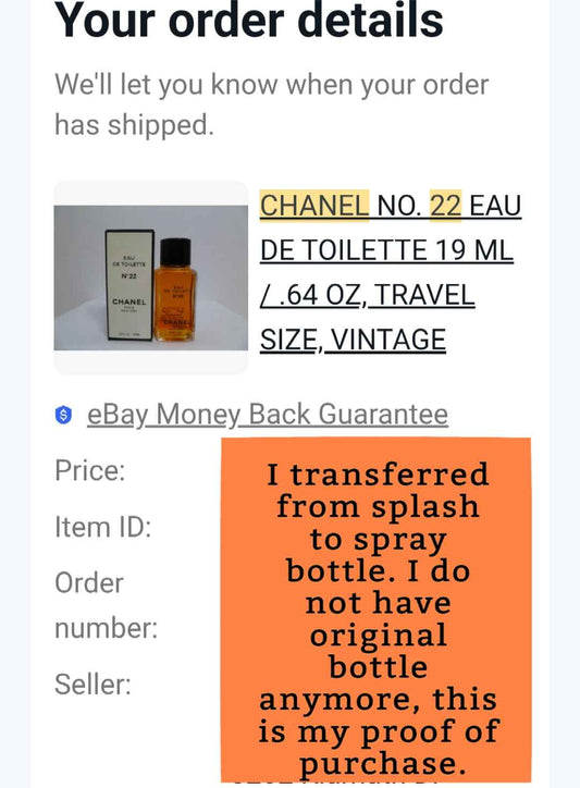 CHANEL NO 22 EDT, 1980's Batch, Women, Unisex | Vintage Decant Cologne Perfume Fragrance Samples