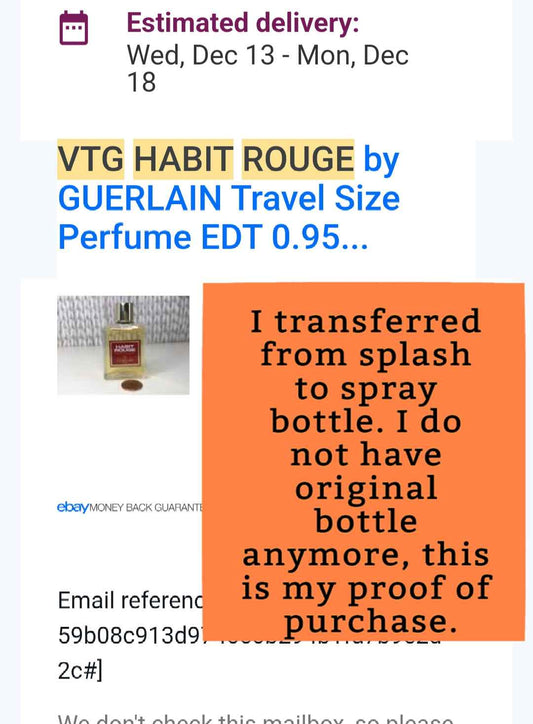 GUERLAIN Habit Rouge EDT, 1990's Batch, Men | Vintage Decant Cologne Perfume Fragrance Samples