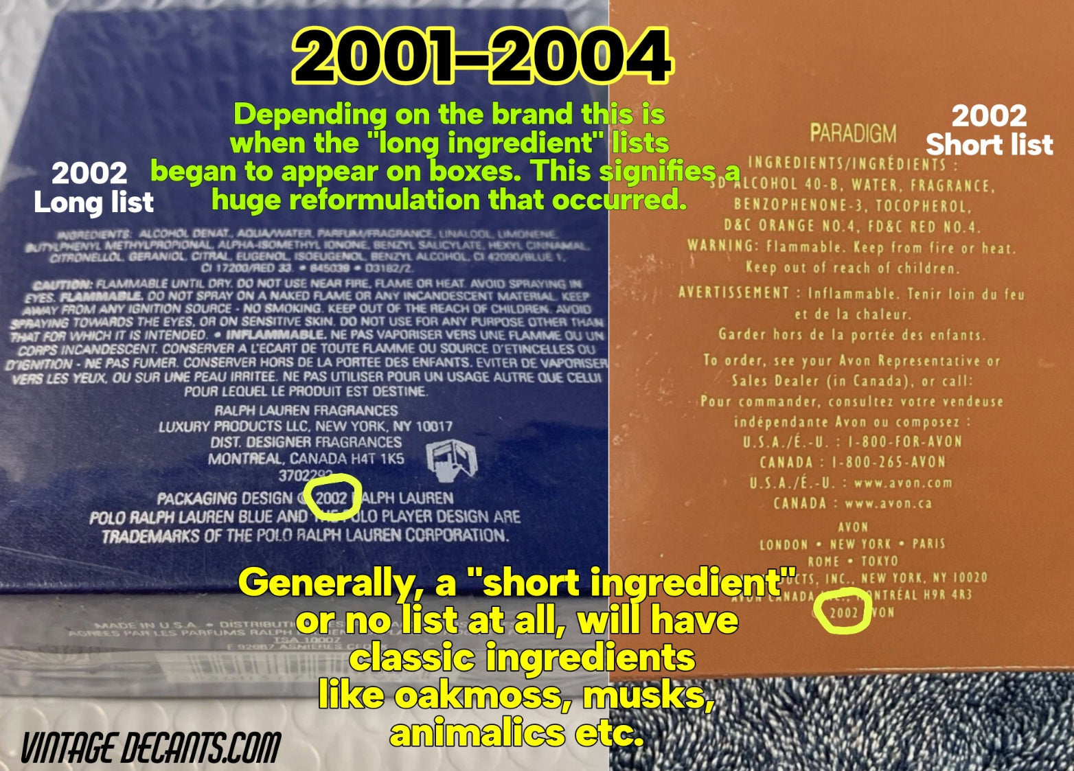 Short ingredient 2002 boxes on cologne