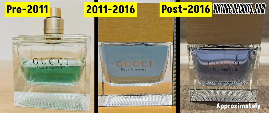 Three different reformulate versions of Gucci pour homme ii cologne