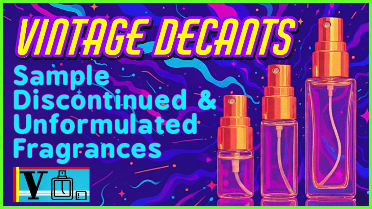 Main logo for vintage decants fragrance sampling website