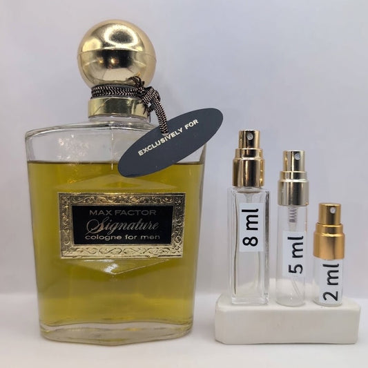 MaxFactor Signature for Men Cologne 1970's Bottle, Perfume Sample