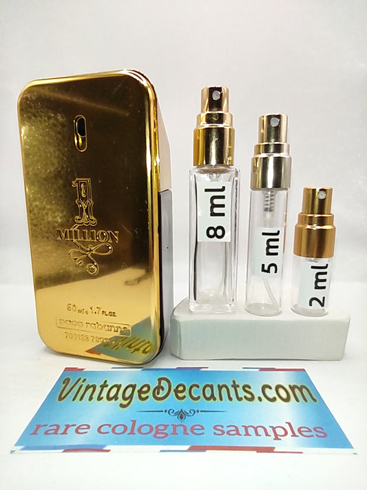 Vintage Decants PACO RABANNE 1 Million For Men EDT - 2014 Batch - Men - Unisex - Sample - Discontinued - Cologne - Perfume - Classic - Retro - Fragrance