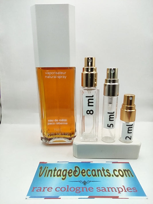 PACO RABANNE Eau De Metal EDT - 1980's Batch - Women - Unisex - Vintage Samples Discontinued Cologne Perfume Fragrance Decants
