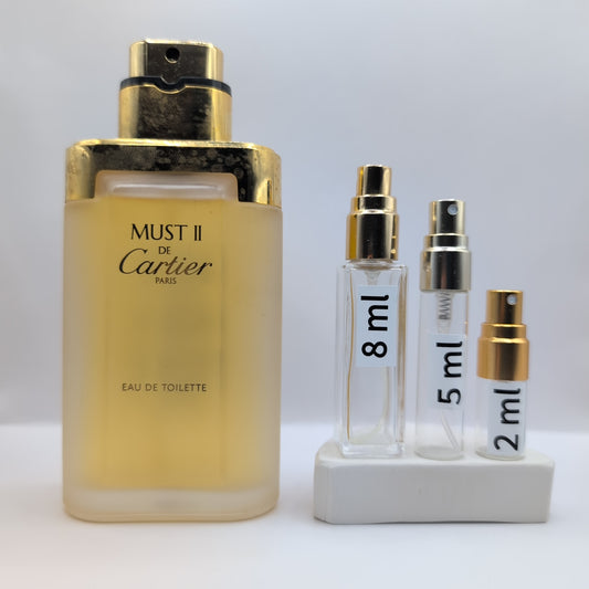 CARTIER Must II 2 EDT, 1990's Batch, Women, Unisex | Vintage Decant Cologne Perfume Fragrance Samples