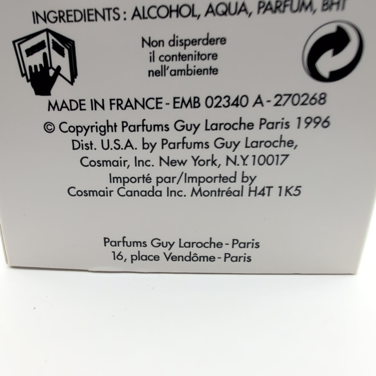 Drakkar Noir EDT 1998 Cosmair Batch, Men Perfume Sample