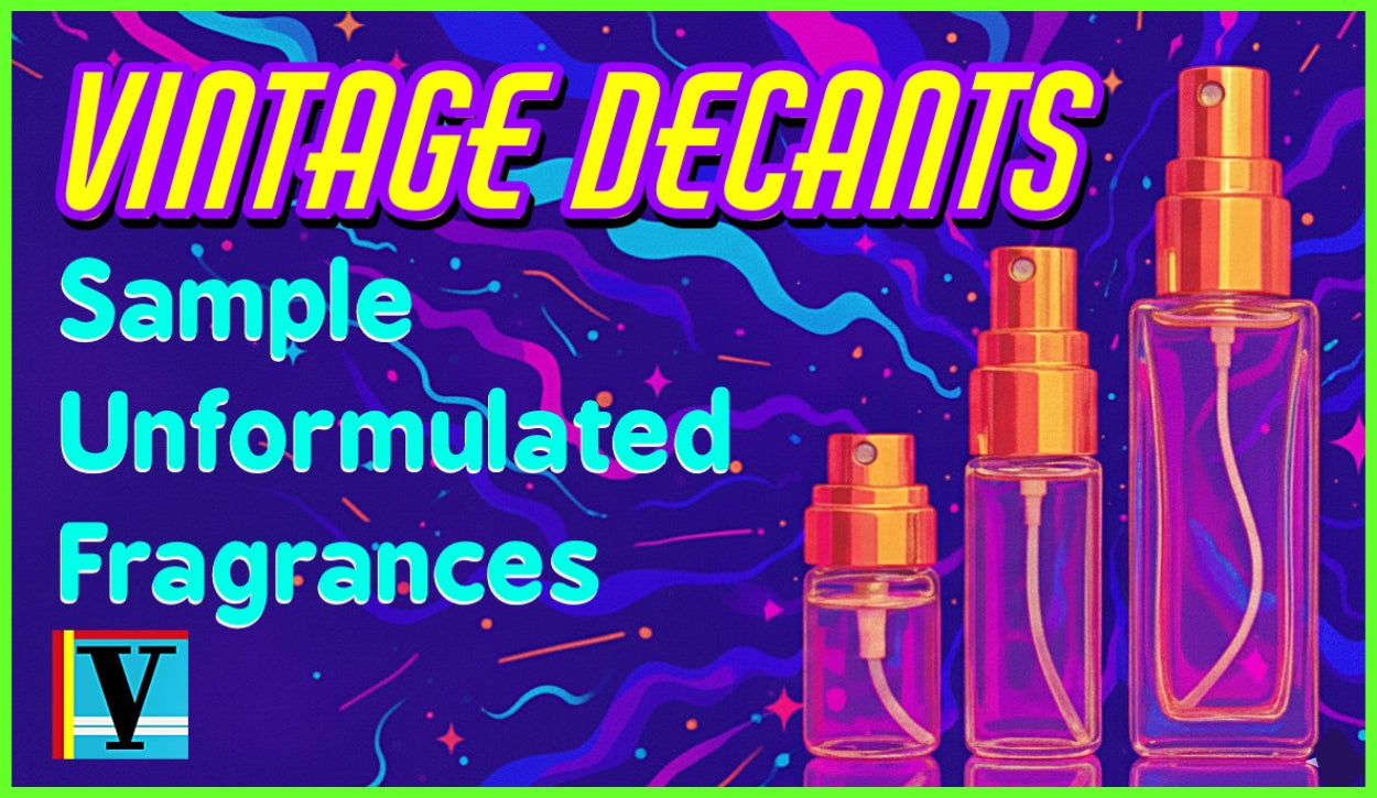 Main logo for vintage decants fragrance sampling website