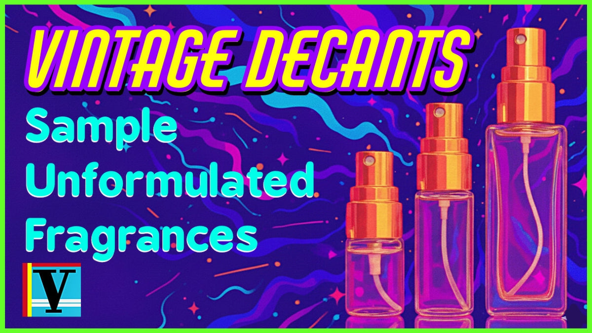 Main logo for vintage decants fragrance sampling website