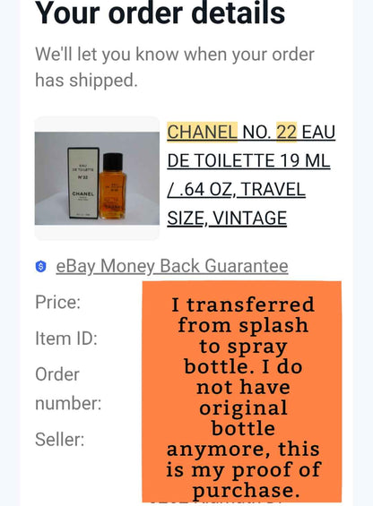 CHANEL NO 22 EDT - 1980's Batch - Women - Unisex - Vintage Sample Discontinued Cologne Perfume Fragrance Decants